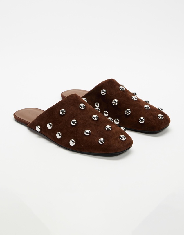 AERE - Lola Suede Stud Flats