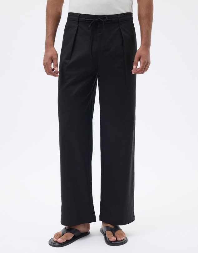 AERE - Linen Blend Tie Waist Relaxed Pants