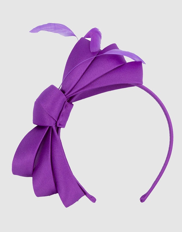 Max Alexander - Large Purple Satin Bow Racing Fascinator