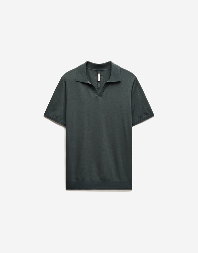 Calibre - Technical Knit Rib Collar Polo Fern