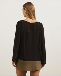 Atmos&Here - Leah Chiffon Boat Neck Long Sleeve Top