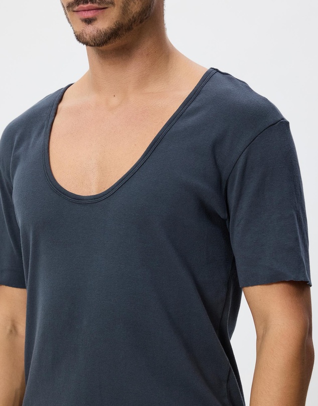Surrounded By Ghosts - Grossite Slim Low Neck Rib Knit T-Shirt