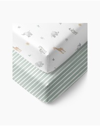 Living Textiles - 2 Pack Organic Cot Fitted Sheet - Roam & Roar