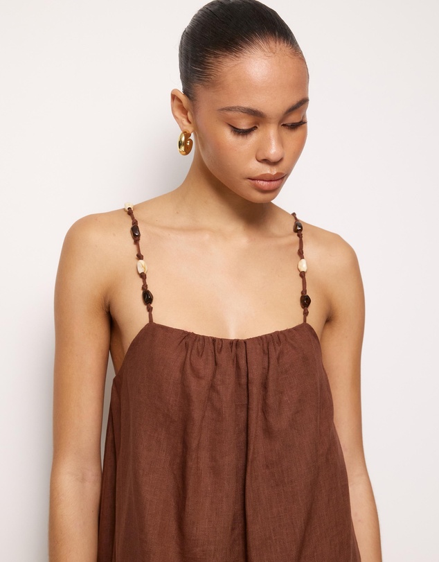 AERE - Nora Beaded Linen Maxi Dress