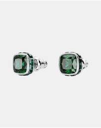 Swarovski - Birthstone Stud Earrings, Square Cut, May, Green, Rhodium Plated