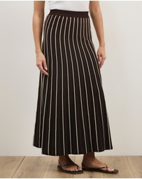 Atmos&Here - Mary Knitted Stripe Midi Skirt