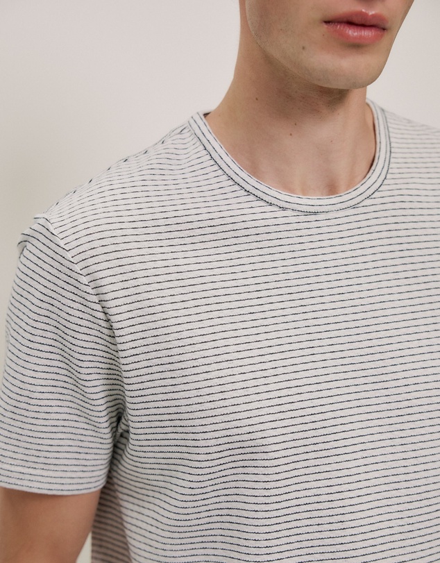 Trenery - Jacquard Cotton Textured T-shirt in Stone