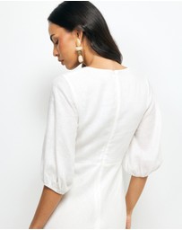 AERE - Idalia Twist Front Linen Midi Dress