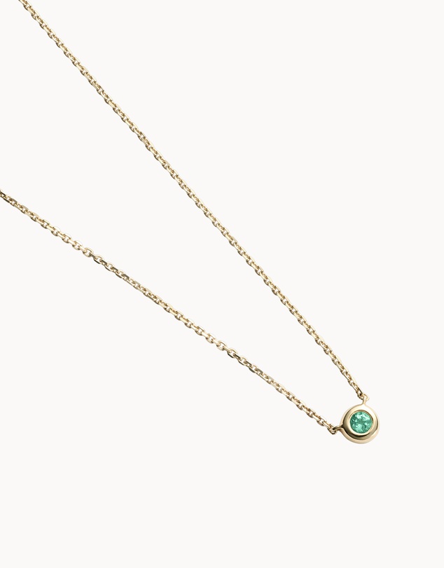 Kirstin Ash - Petite Birthstone Necklace May Emerald