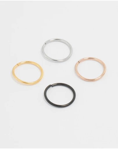 Lovisa - Plain Surgical Steel Nose Rings 4-Pack