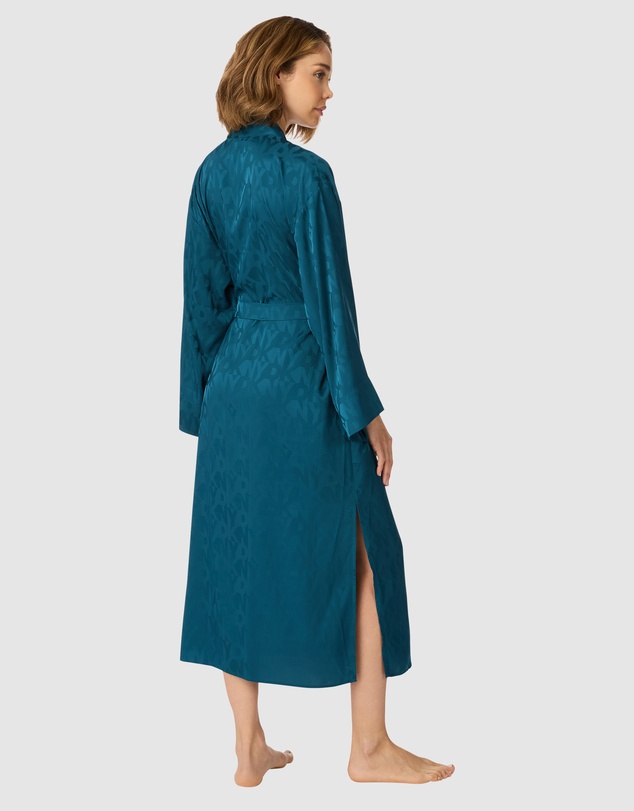 DKNY - Logo Satin Midi-Length Belted Lounge Robe