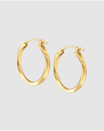 Elli Jewelry - Earrings Creoles Twisted Trend Basic in 925 Sterling Silver Gold Plated