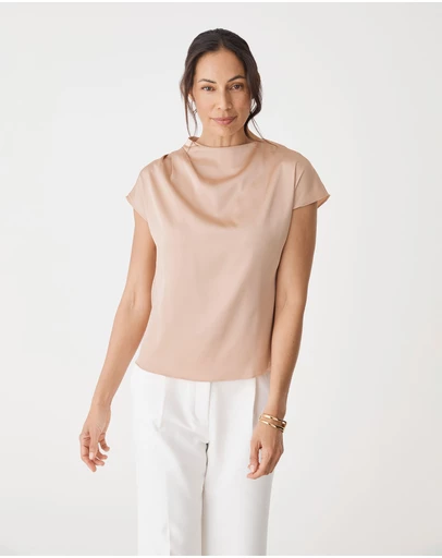 Forcast - Zafina Pleated Draped Top