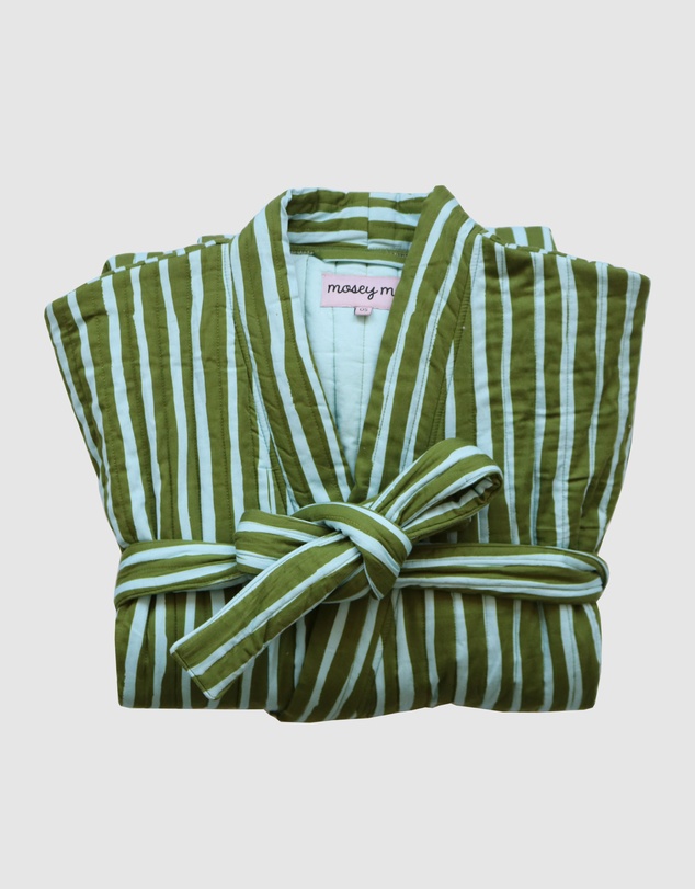 Mosey Me - Strokes Quilted Robe - Guacamole