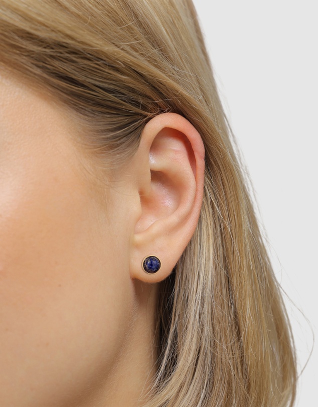 Elli Jewelry - Lapis Lazuli Stud Earrings in Gold-Plated 925 Silver