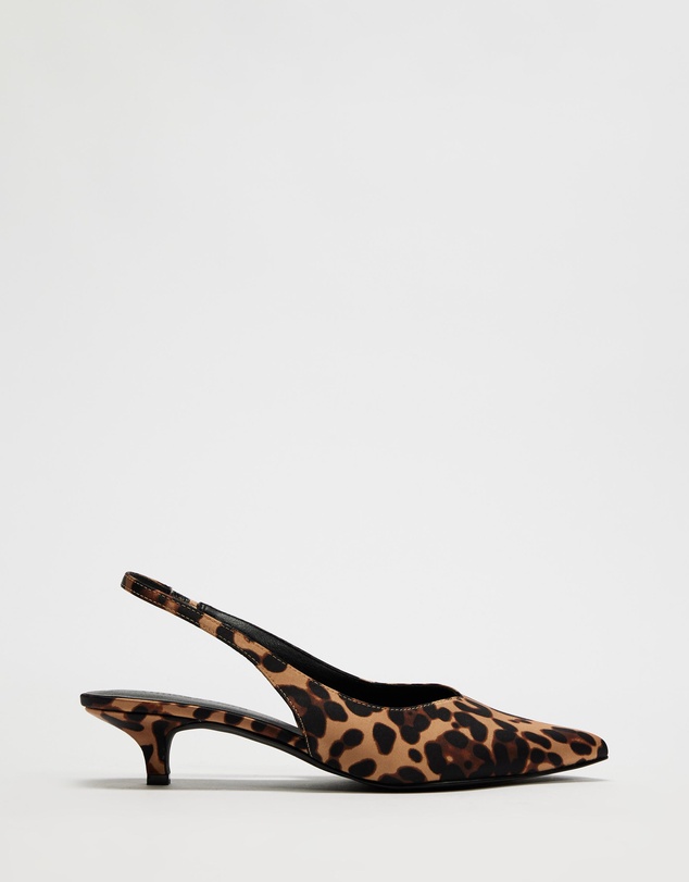 Atmos&Here - Vivienne Leopard Print Sling Back Kitten Heels
