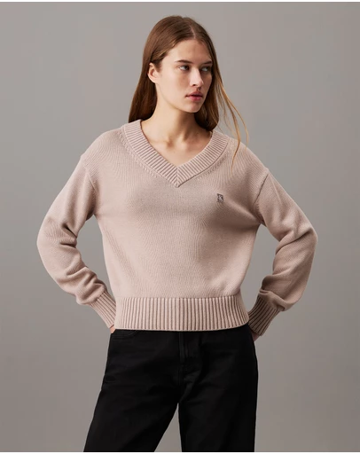 Calvin Klein Jeans - Cotton Badge V-neck Jumper
