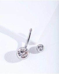 Lovisa - Silver Double Diamante Belly Bar