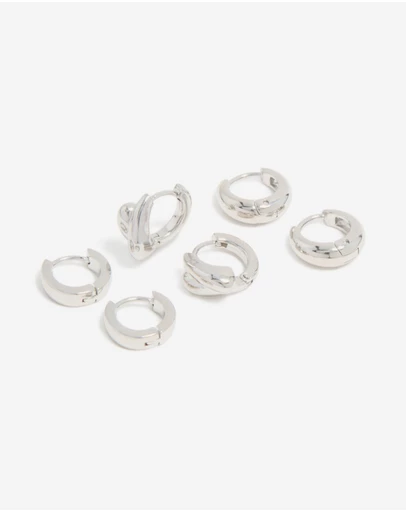 Lovisa - Waterproof Stainless Steel Chunky Huggie Earrings 3-Pack