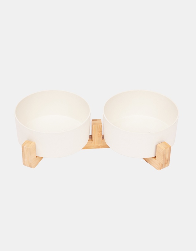 Mog & Bone - Double Bamboo Dog Bowl Natural