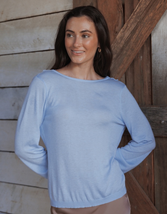 Petal & Pup - Tillie Lace Trim Cardigan - Pale Blue