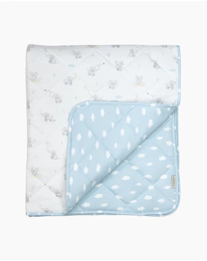 Living Textiles - Reversible Quilted Cot Comforter - Elephant Playtime