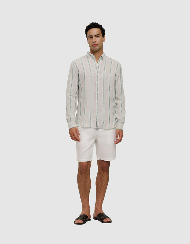 Trenery - Yarn Dyed Linen Multi Stripe Long Sleeve Shirt