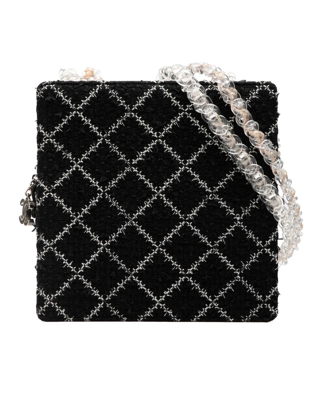Pre-Loved by Azura Reborn - Pre-Loved Tweed and Resin Zipped Chain Shopping Bag