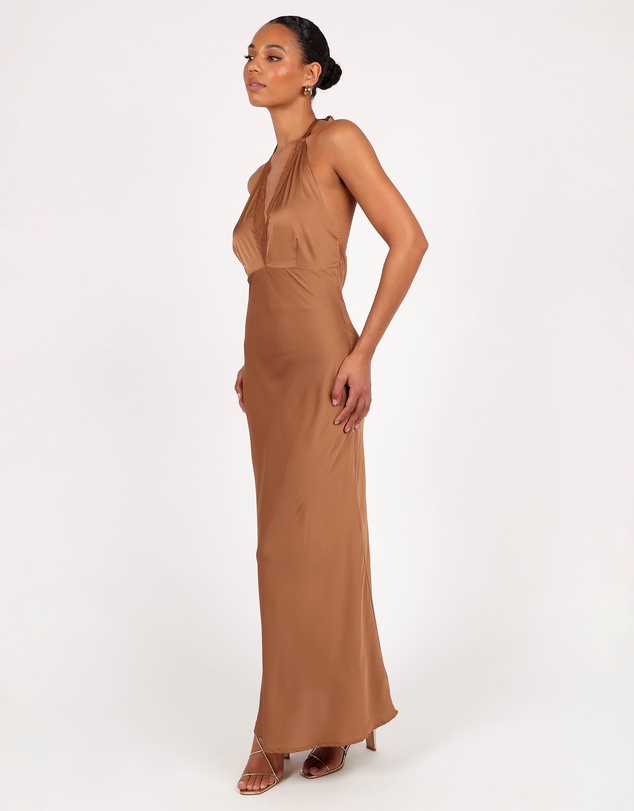 Petal & Pup - Kalina Halterneck Maxi Dress - Bronze