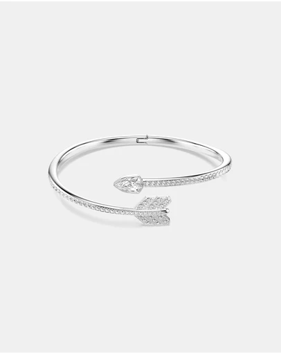 Swarovski - Idyllia Bangle, Mixed Cuts, Arrow, White, Rhodium Plated