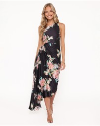 Petal & Pup - Kleo One Shoulder Maxi Dress - Black Floral