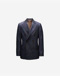 Calibre - Wool Denim Double-Breasted Suit Jacket Navy