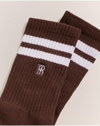 Trenery - Monogram Rib Sport Sock in Rich Brown