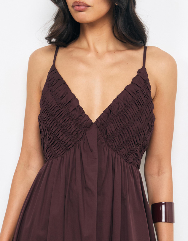 AERE - Tansy Shirred Bodice Midi Dress