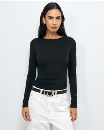 AERE - Emma Draped Cupro Top