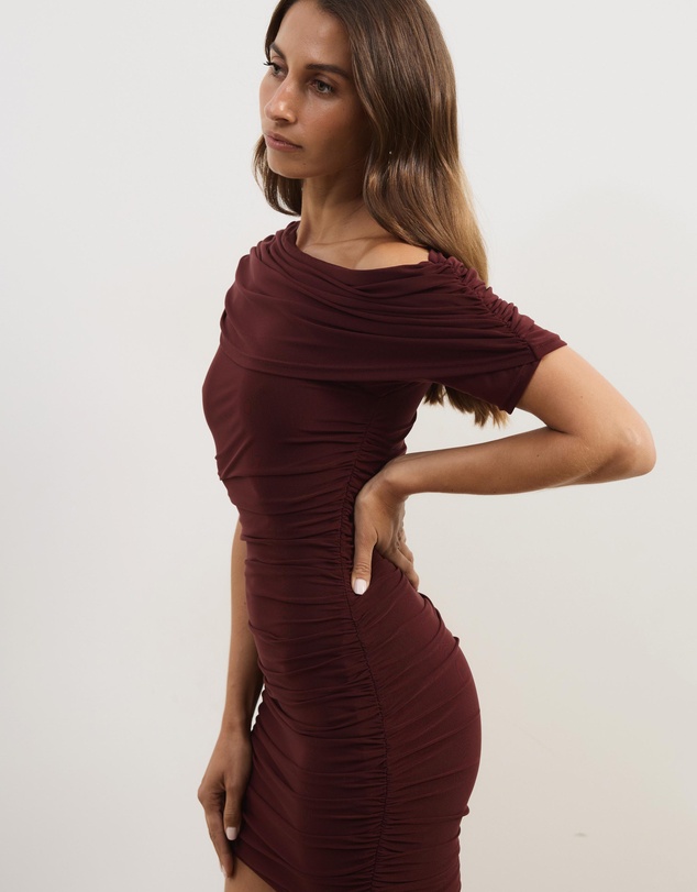 Atmos&Here - Millie Off Shoulder Mesh Mini Dress