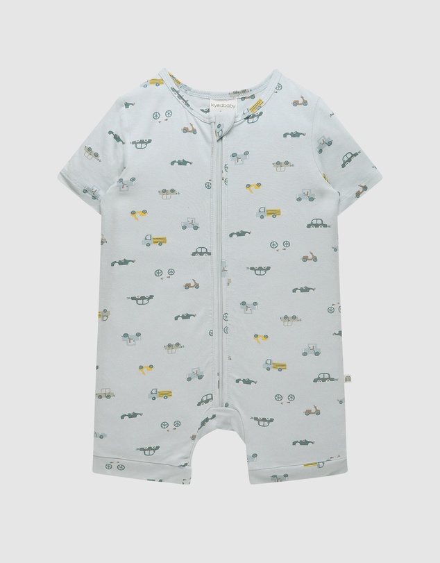 Kynd Baby - Day Or Night Onesie Short Sleeve in Blue Haze Cars