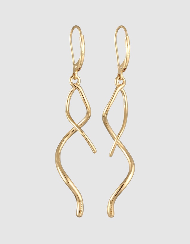 Elli Jewelry - Spiral Wave Drop Earrings in Gold-Plated 925 Silver