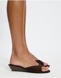 Atmos&Here - Tulum Peep Toe Suede Wedge Sandals