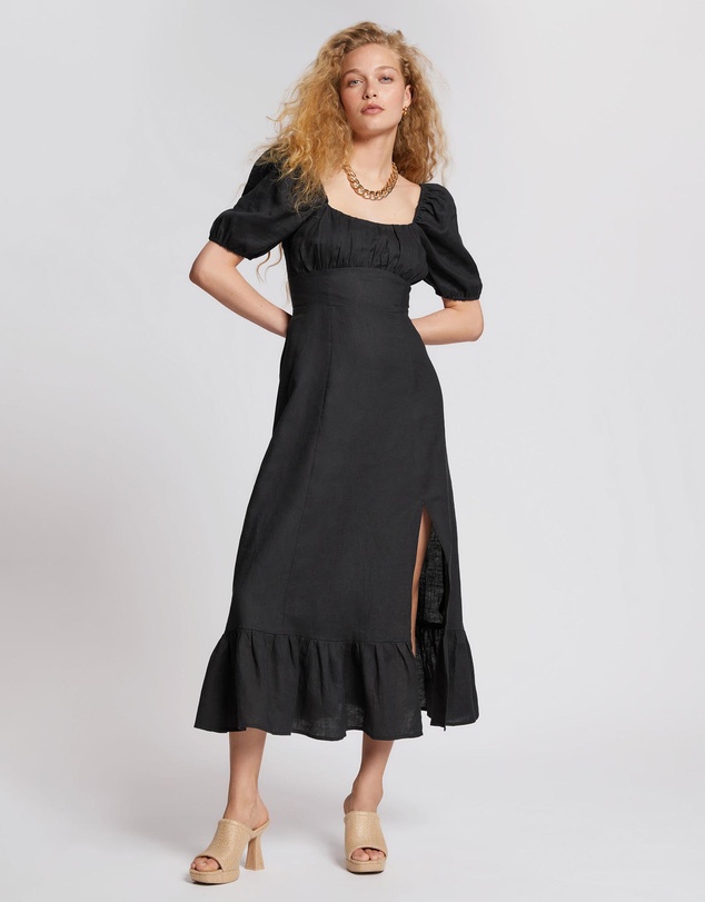 & Other Stories - Puff Sleeve Linen Midi Dress