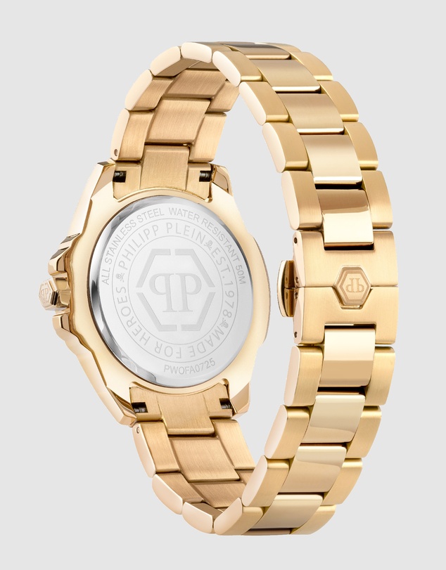 Philipp Plein - Plein Majesty Gold-tone with Crystals 38mm Silver Dial