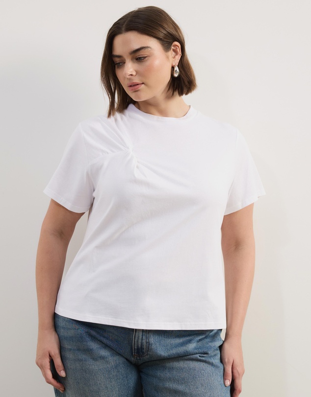 Atmos&Here Curvy - Lorrie Twist Shoulder T-Shirt