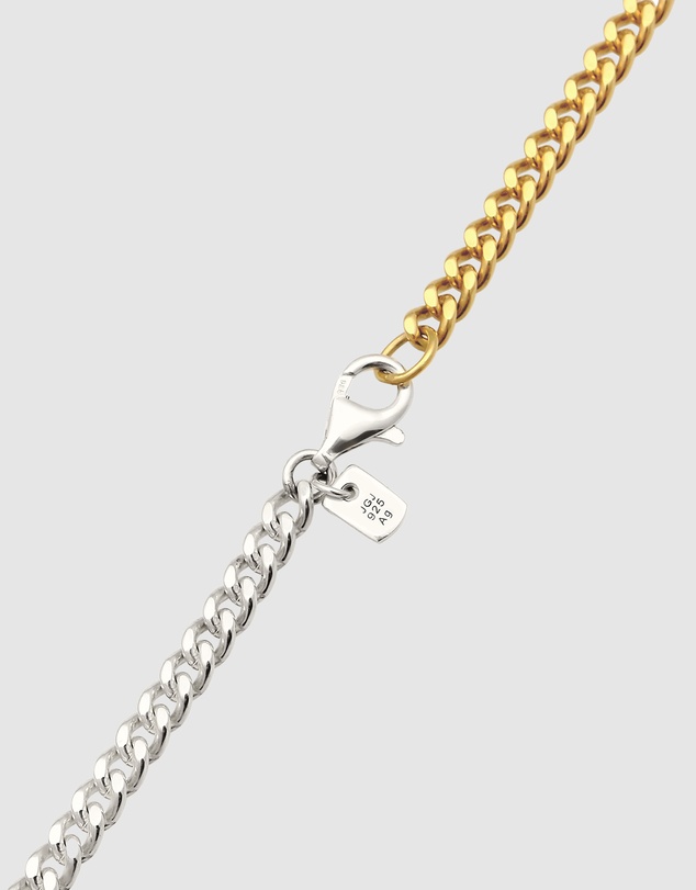 Kuzzoi - ICONIC EXCLUSIVE - Necklace Male Curb Chain 925 Sterling Silver Bicolor