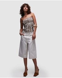 TOPSHOP - Shirred Linen Bandeau Top