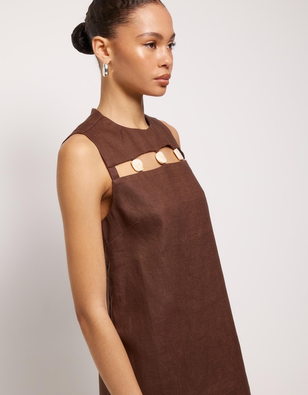 AERE - Haven Linen Beaded Mini Dress