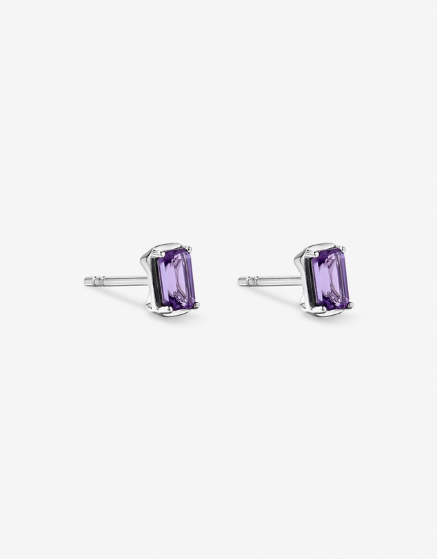 Michael Hill - Emerald-Cut Amethyst Stud Earrings in Sterling Silver