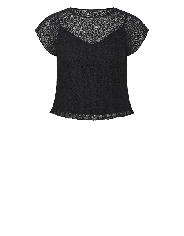 City Chic - Plus sizeBrie Lace Knit Top - black