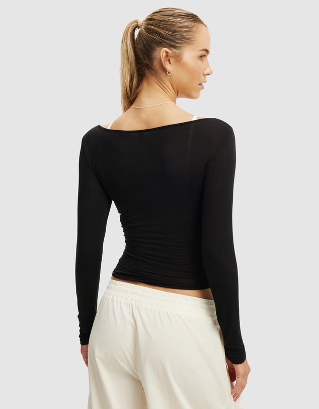 Cotton On Body Active - Active Sheer Boat Neck Long Sleeve