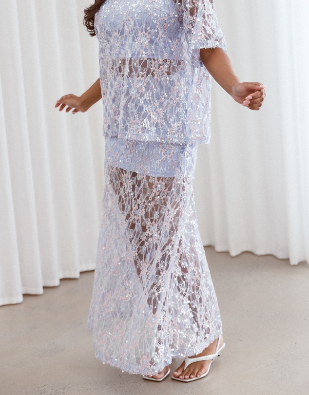 Petal & Pup - Yonder Sheer Panel Lace Maxi Skirt - Purple