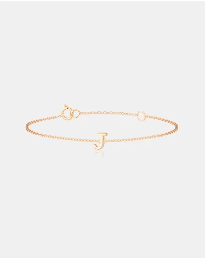 The Silver Collective - Petite A-Z Letter Bracelet - J